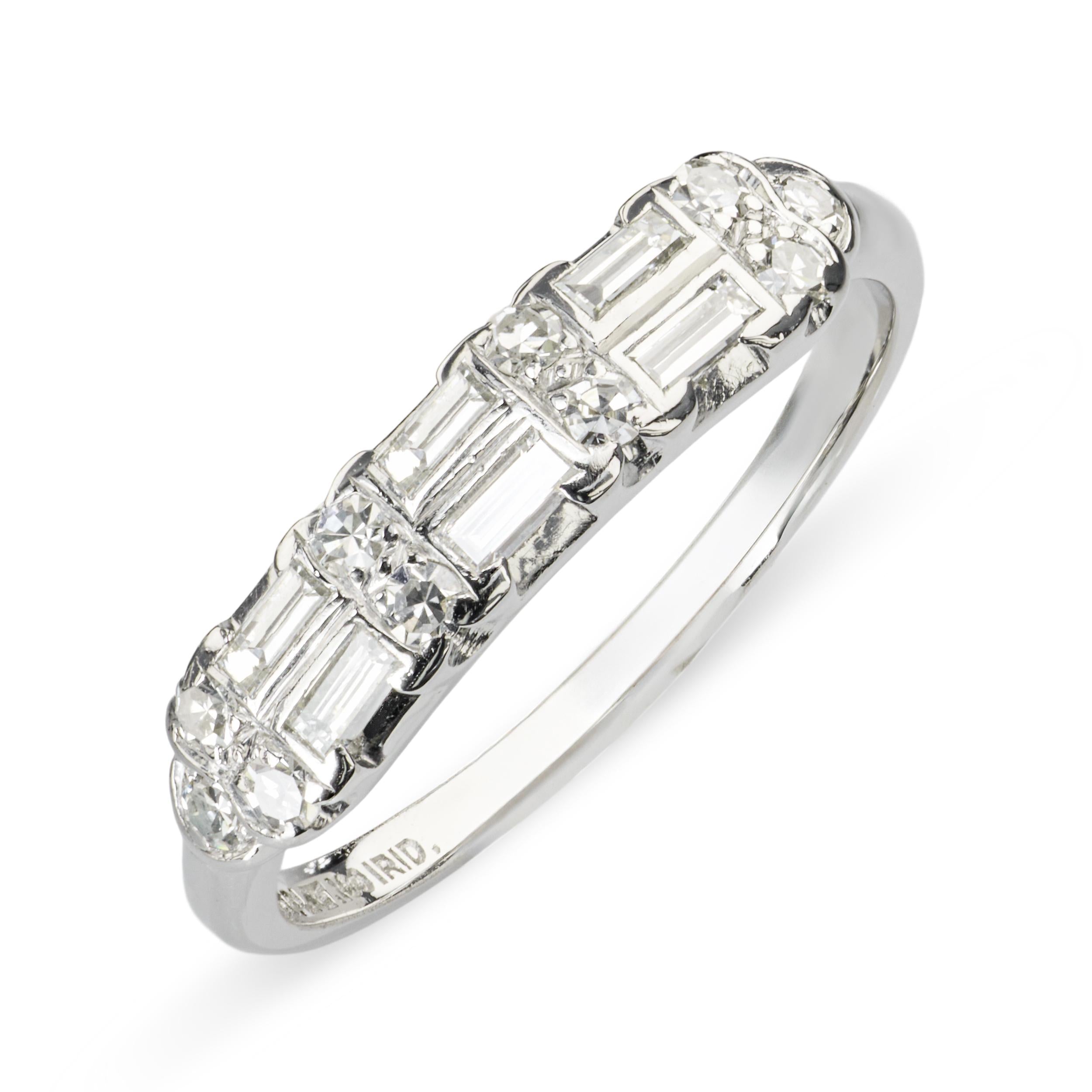 Vintage Platinum Diamond Half Band Ring
