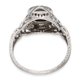 Vintage Platinum Diamond and Onyx Openwork Ring