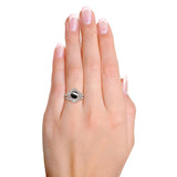 Vintage Platinum Diamond and Onyx Openwork Ring