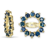 14k Yellow Gold Blue Sapphire Halo Style Earring Jackets