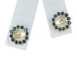 14k Yellow Gold Blue Sapphire Halo Style Earring Jackets
