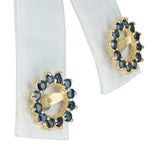 14k Yellow Gold Blue Sapphire Halo Style Earring Jackets
