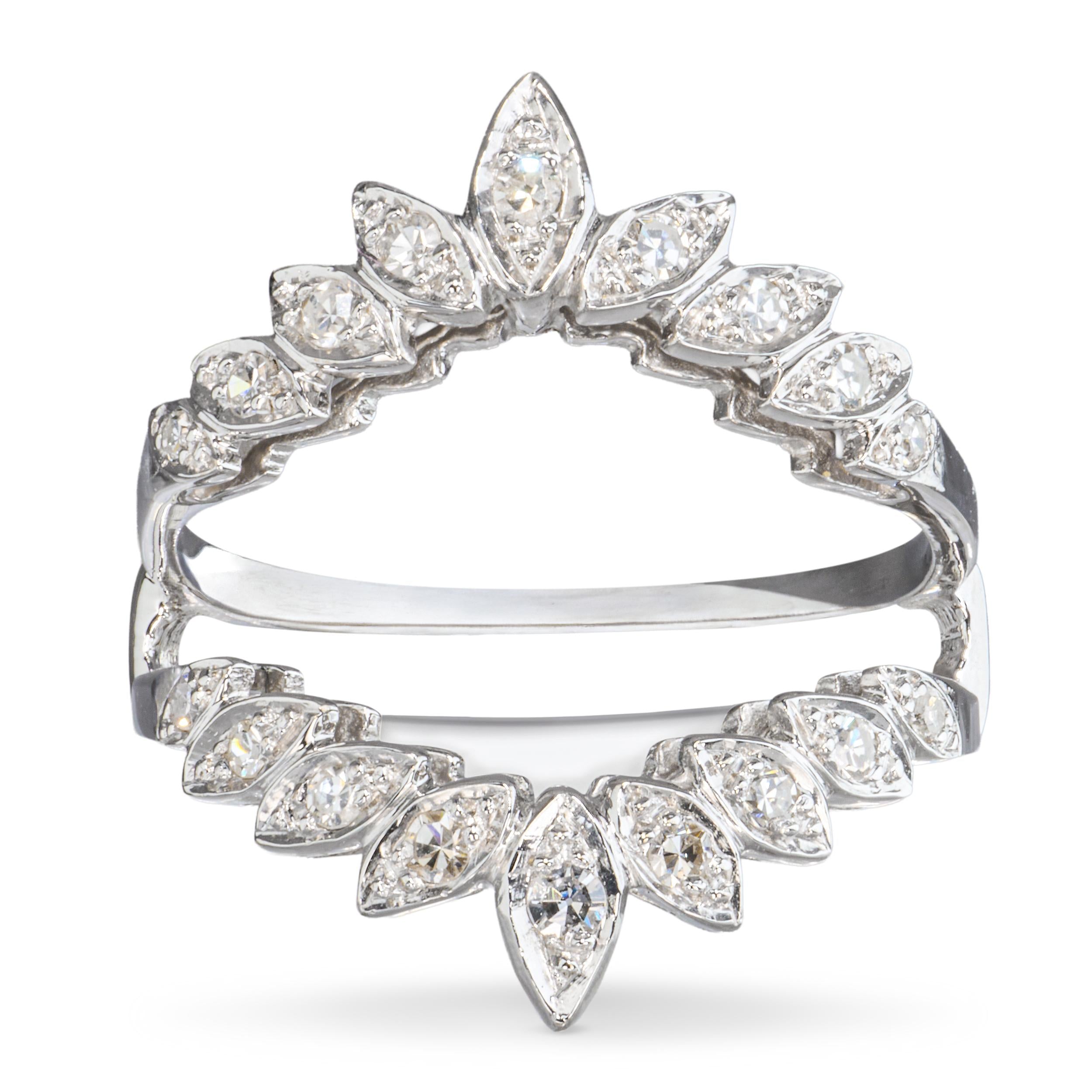 13k White Gold Diamond Ring Guard