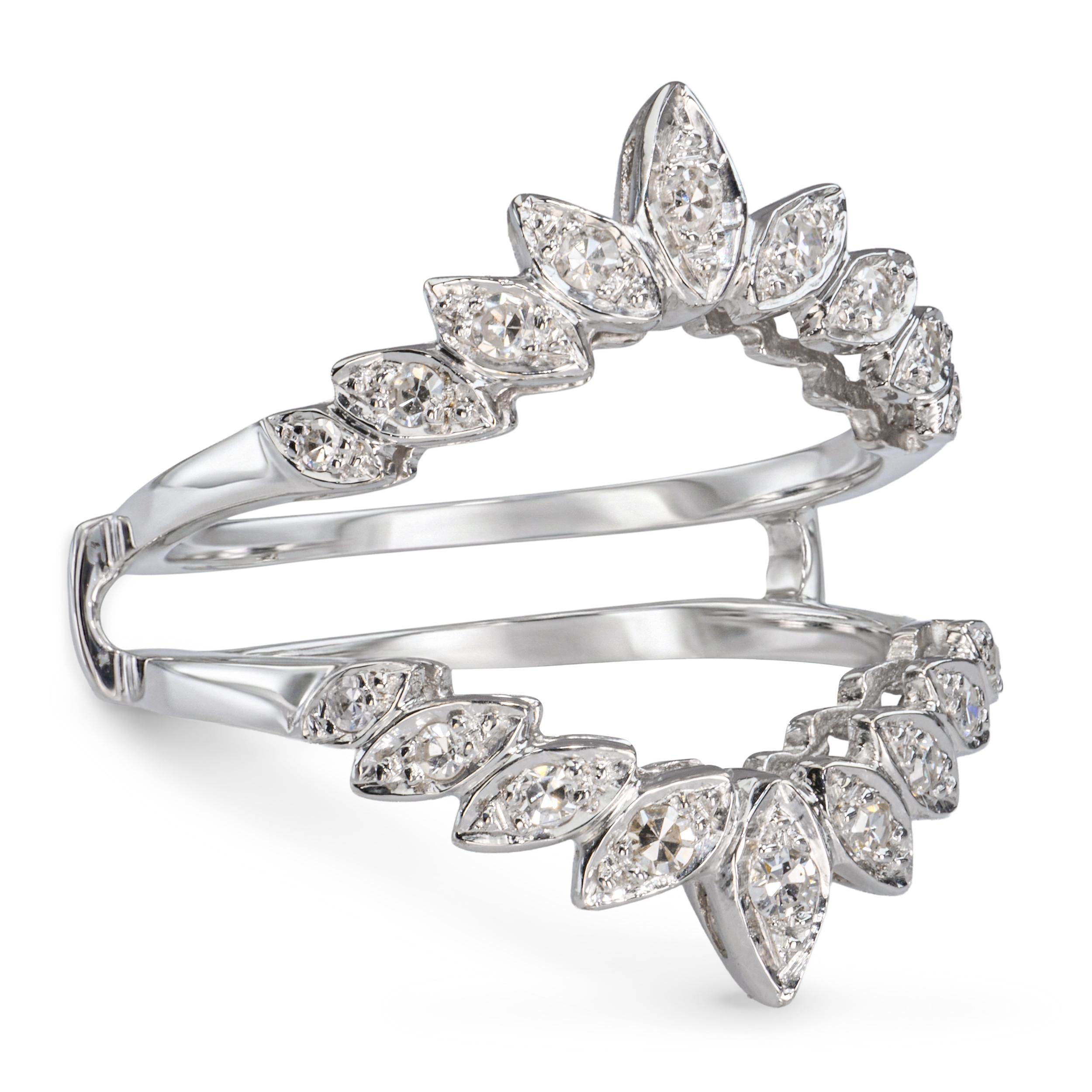 13k White Gold Diamond Ring Guard