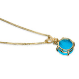 14k Yellow Gold 3.40ct Sleeping Beauty Turquoise and Diamond Pendant Necklace
