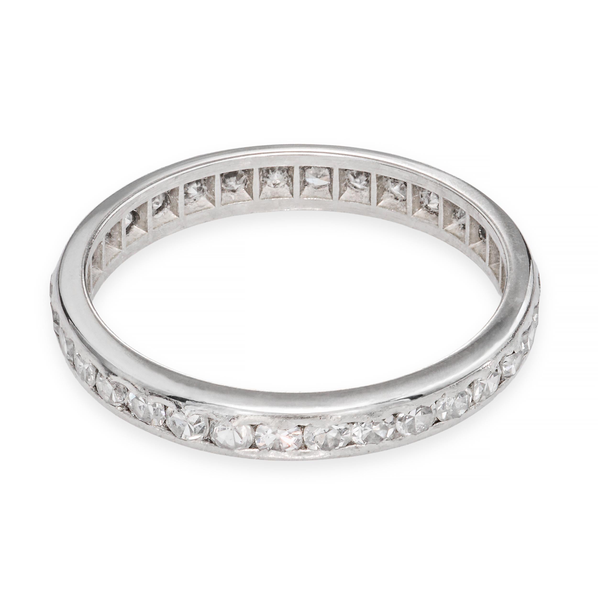 Vintage Platinum 0.51tcw Single Cut Diamond Eternity Band