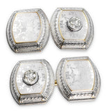 Antique Plat Topped 14k Yellow Gold Old Euro Cut Diamond Cufflinks