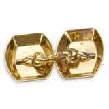 Antique Plat Topped 14k Yellow Gold Old Euro Cut Diamond Cufflinks