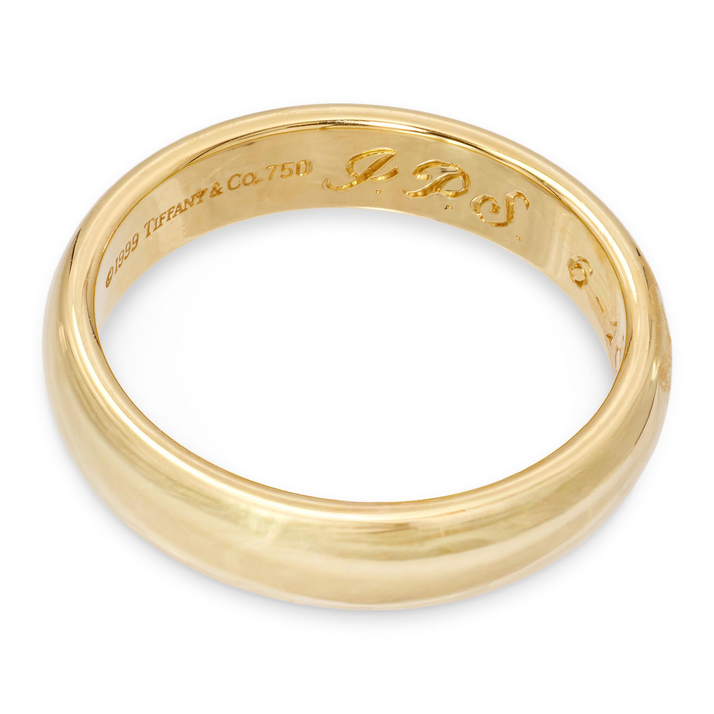 Vintage 1999 Tiffany & Co. 18k Yellow Gold Men's Band Ring
