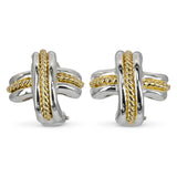Vintage Tiffany & Co. Silver and Yellow Gold X Twist Clip On Earrings