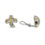 Vintage Tiffany & Co. Silver and Yellow Gold X Twist Clip On Earrings