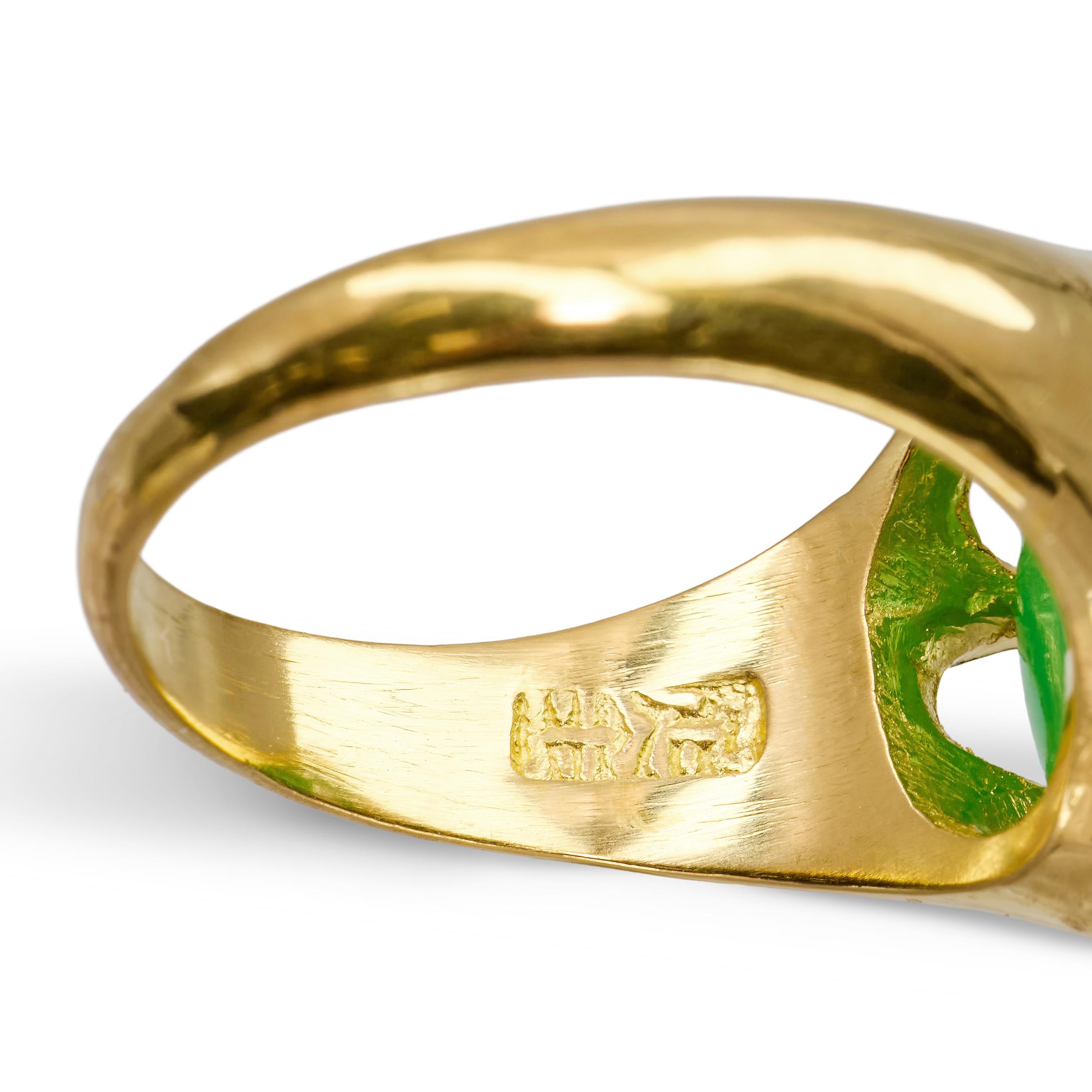 Vintage 24k Yellow Gold 4.8ct Jadeite Jade Ring