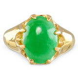 Vintage 24k Yellow Gold 4.8ct Jadeite Jade Ring