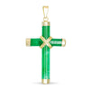 Vintage 14k Yellow Gold Jadeite Cross Pendant