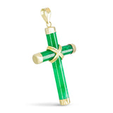 Vintage 14k Yellow Gold Jadeite Cross Pendant