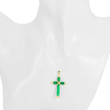 Vintage 14k Yellow Gold Jadeite Cross Pendant