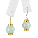 Vintage Yellow Gold Jadeite Jade Drop Earrings