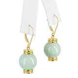 Vintage Yellow Gold Jadeite Jade Drop Earrings