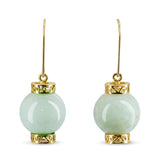 Vintage Yellow Gold Jadeite Jade Drop Earrings