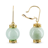 Vintage Yellow Gold Jadeite Jade Drop Earrings