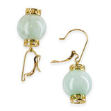 Vintage Yellow Gold Jadeite Jade Drop Earrings