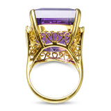 Vintage 18k Yellow Gold 32ct Amethyst and Diamond Cocktail Ring