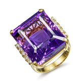 Vintage 18k Yellow Gold 32ct Amethyst and Diamond Cocktail Ring