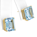 Vintage 14k Yellow Gold 15.7ctw Blue Topaz Stud Earrings
