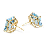 Vintage 14k Yellow Gold 15.7ctw Blue Topaz Stud Earrings