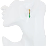 Vintage Yellow Gold Jade Dangle Drop Earrings