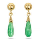 Vintage Yellow Gold Jade Dangle Drop Earrings