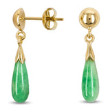 Vintage Yellow Gold Jade Dangle Drop Earrings