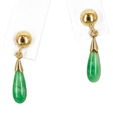 Vintage Yellow Gold Jade Dangle Drop Earrings