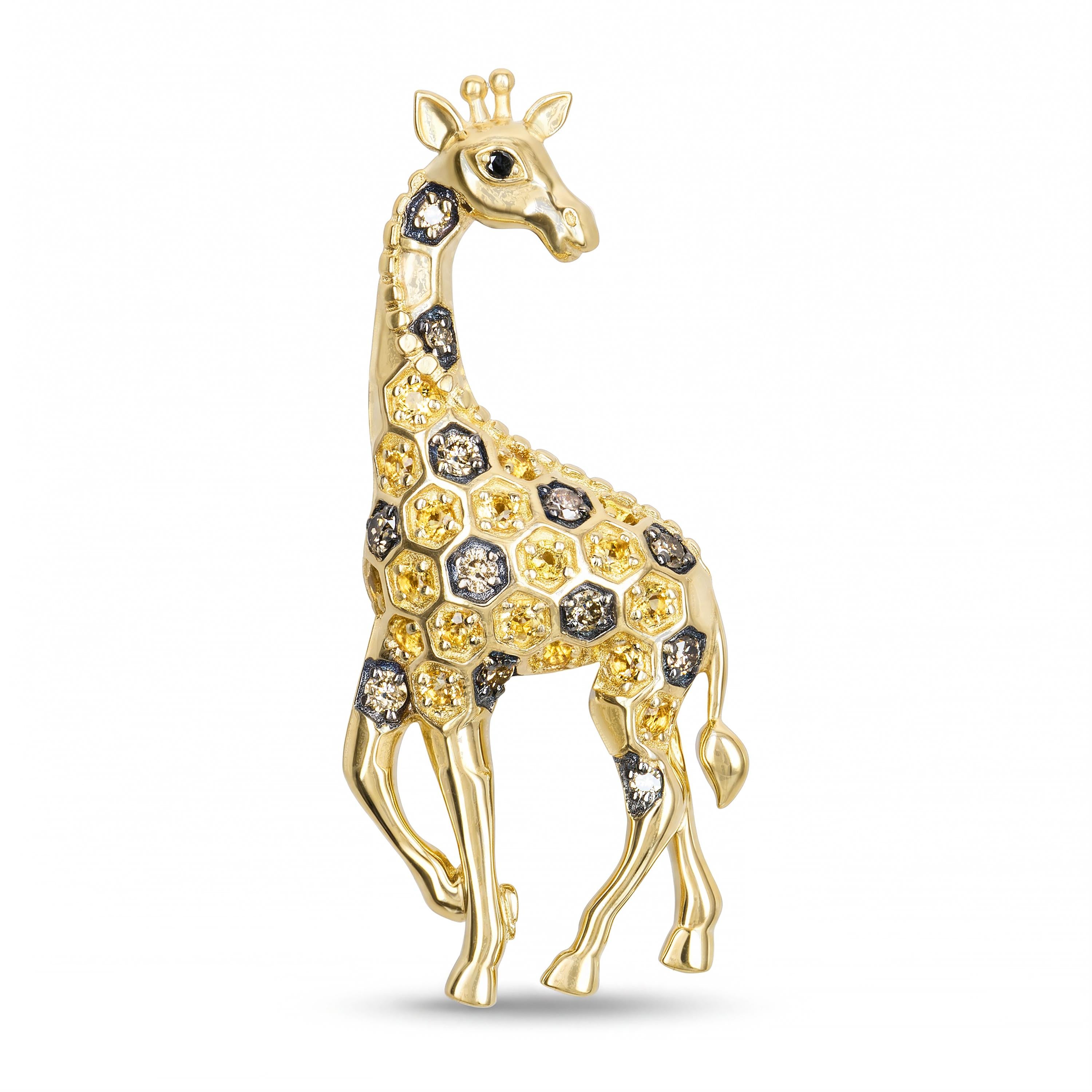 LeVian 14k Yellow Gold Diamond and Citrine Giraffe Pendant