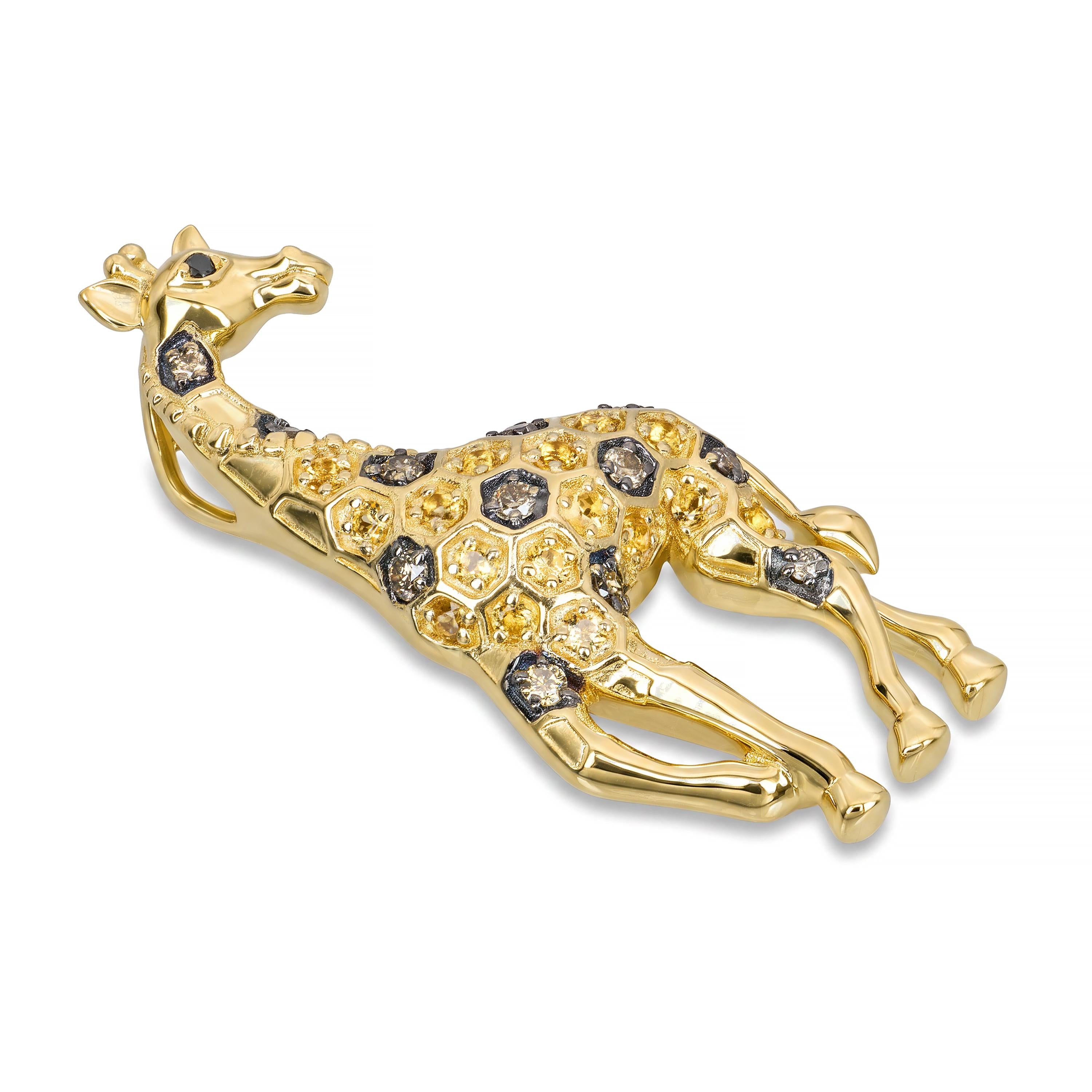 LeVian 14k Yellow Gold Diamond and Citrine Giraffe Pendant