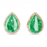 Vintage 13k Rose Gold Jade Pear Shape Stud Earrings