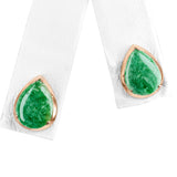 Vintage 13k Rose Gold Jade Pear Shape Stud Earrings