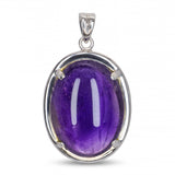 Vintage 16k White Gold Amethyst Cabochon Pendant