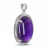 Vintage 16k White Gold Amethyst Cabochon Pendant