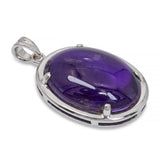 Vintage 16k White Gold Amethyst Cabochon Pendant