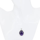 Vintage 16k White Gold Amethyst Cabochon Pendant