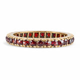 Antique 13k Yellow Gold Bohemian Garnet Eternity Band Ring