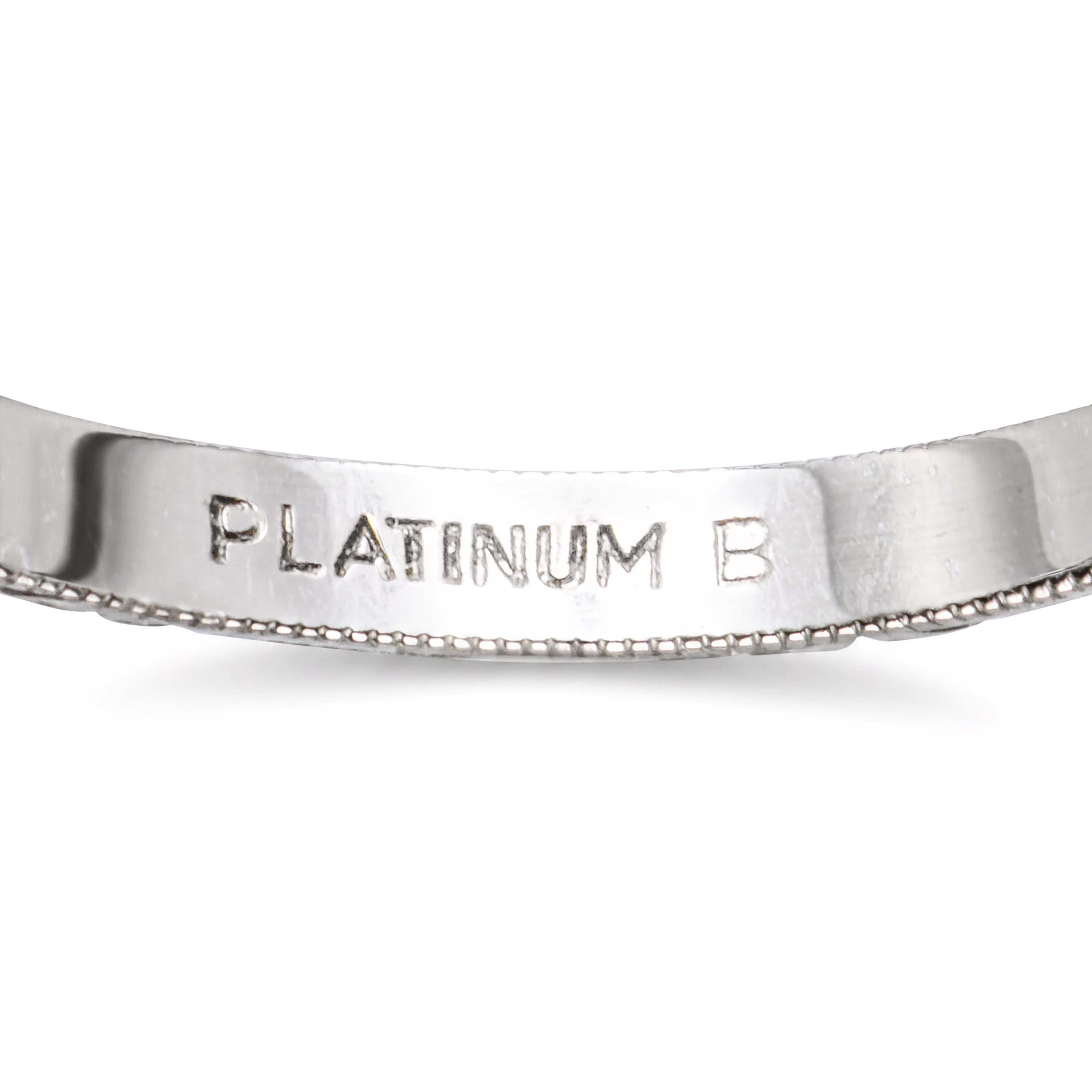 Antique Platinum Engraved Floral Wedding Band Ring