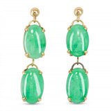 Vintage 11k Yellow Gold Jadeite Dangle Earrings