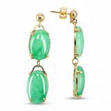 Vintage 11k Yellow Gold Jadeite Dangle Earrings