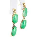 Vintage 11k Yellow Gold Jadeite Dangle Earrings
