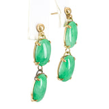 Vintage 11k Yellow Gold Jadeite Dangle Earrings