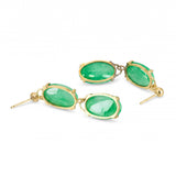 Vintage 11k Yellow Gold Jadeite Dangle Earrings