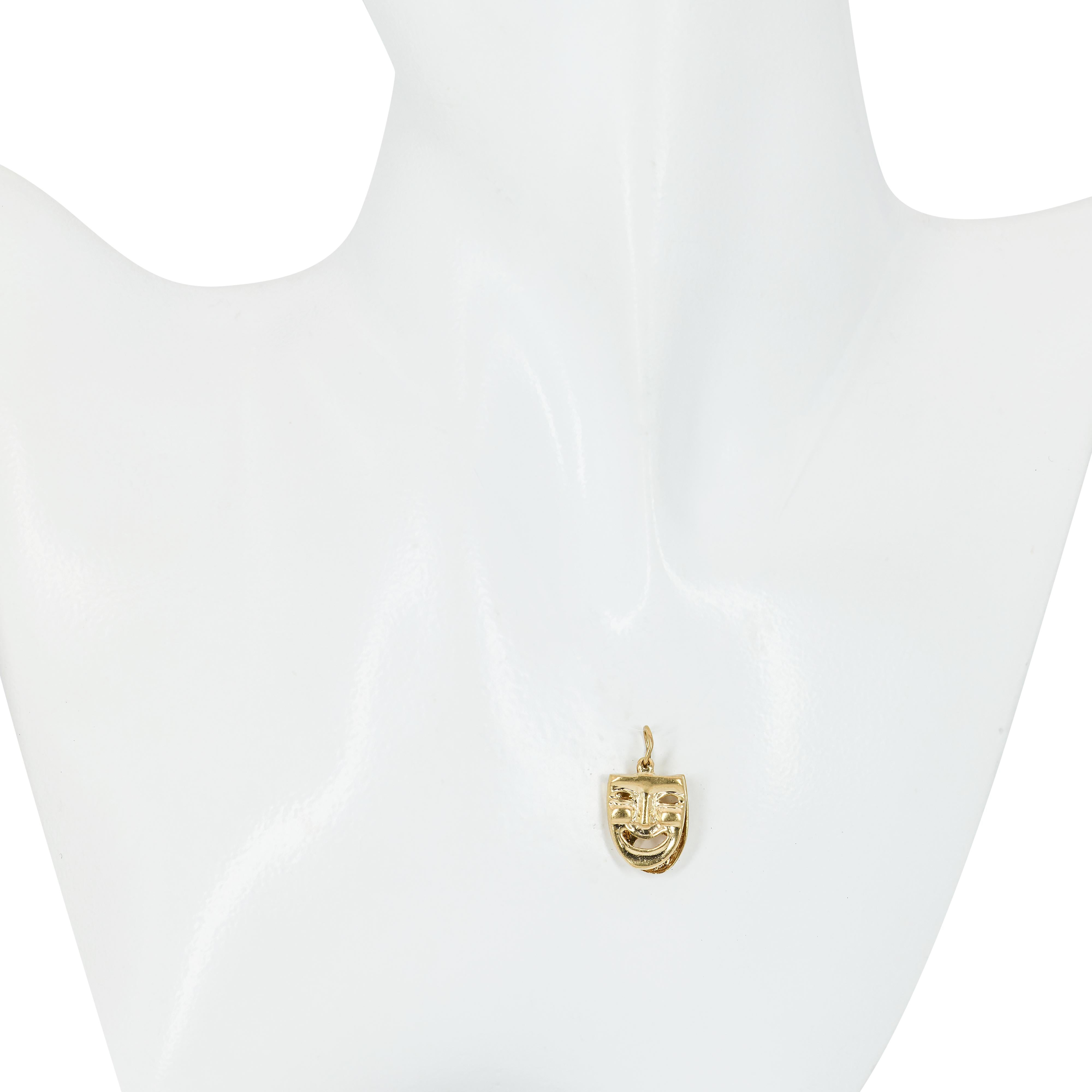 Vintage Yellow Gold Theater Masks Dangle Charm Pendant