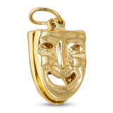 Vintage Yellow Gold Theater Masks Dangle Charm Pendant